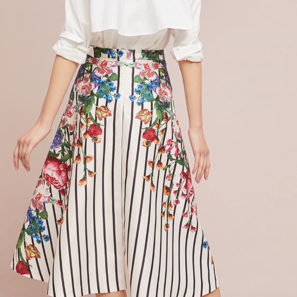 Anthropologie Maeve size S  Multicolor Floral and black stripes Pencil Skirt - Picture 6 of 7